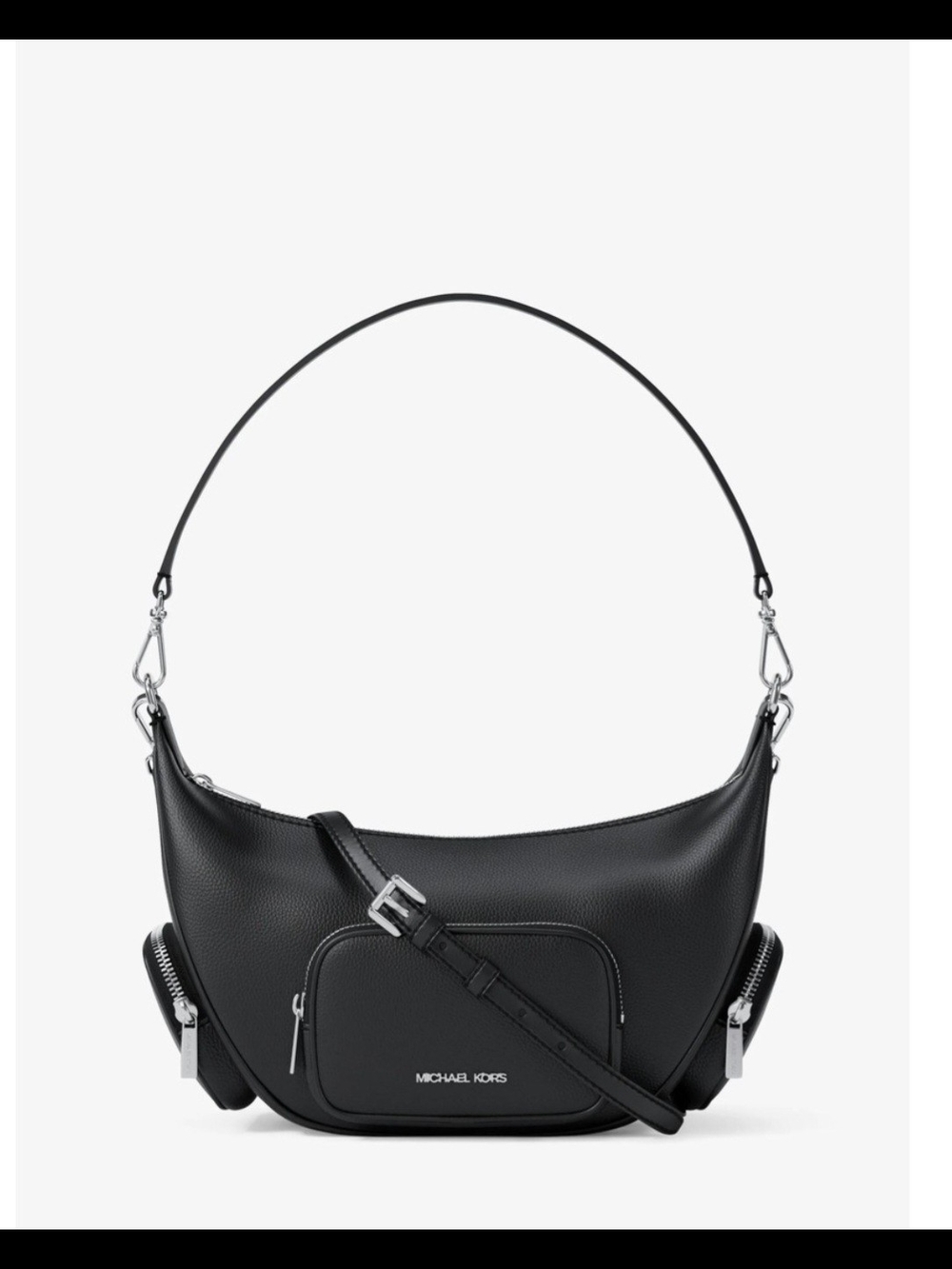 Michael Kors Merritt Black Pebbled GrainLeather Shoulder & Crossbody Bag